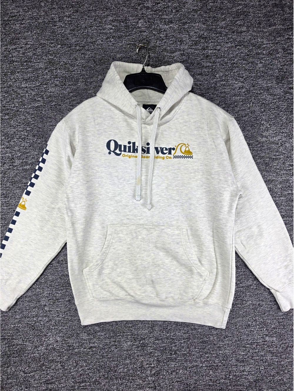 Quiksilver Gray Logo Graphic Fleece Cotton Blend Hooded Pullover Hoodie Men's M